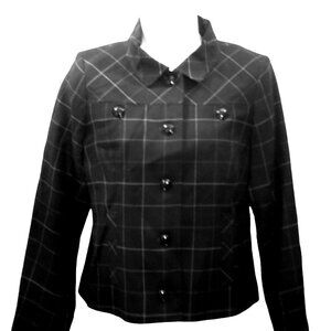 Vintage Pendleton Black Wool Cropped Blazer Jacket Womens Size 8 Preppy Classic